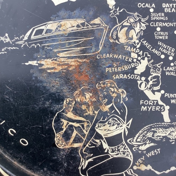 Restyled Repurposed Vintage Florida Souvenir Magnetic Tray & 3 Magnets 1950’s - Picture 7 of 12